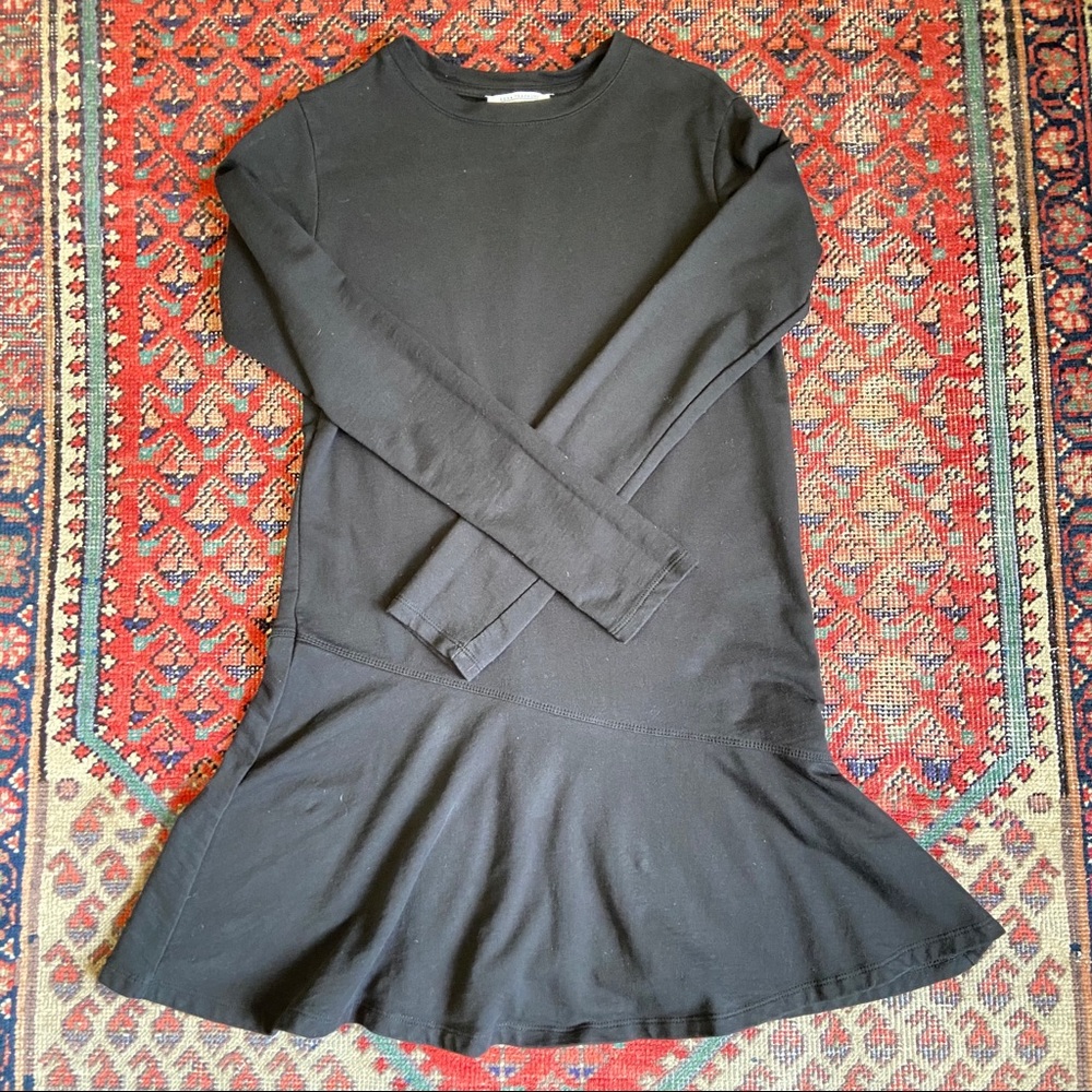 Zara Black Drop Waist Skater Skirt Dress sz Small